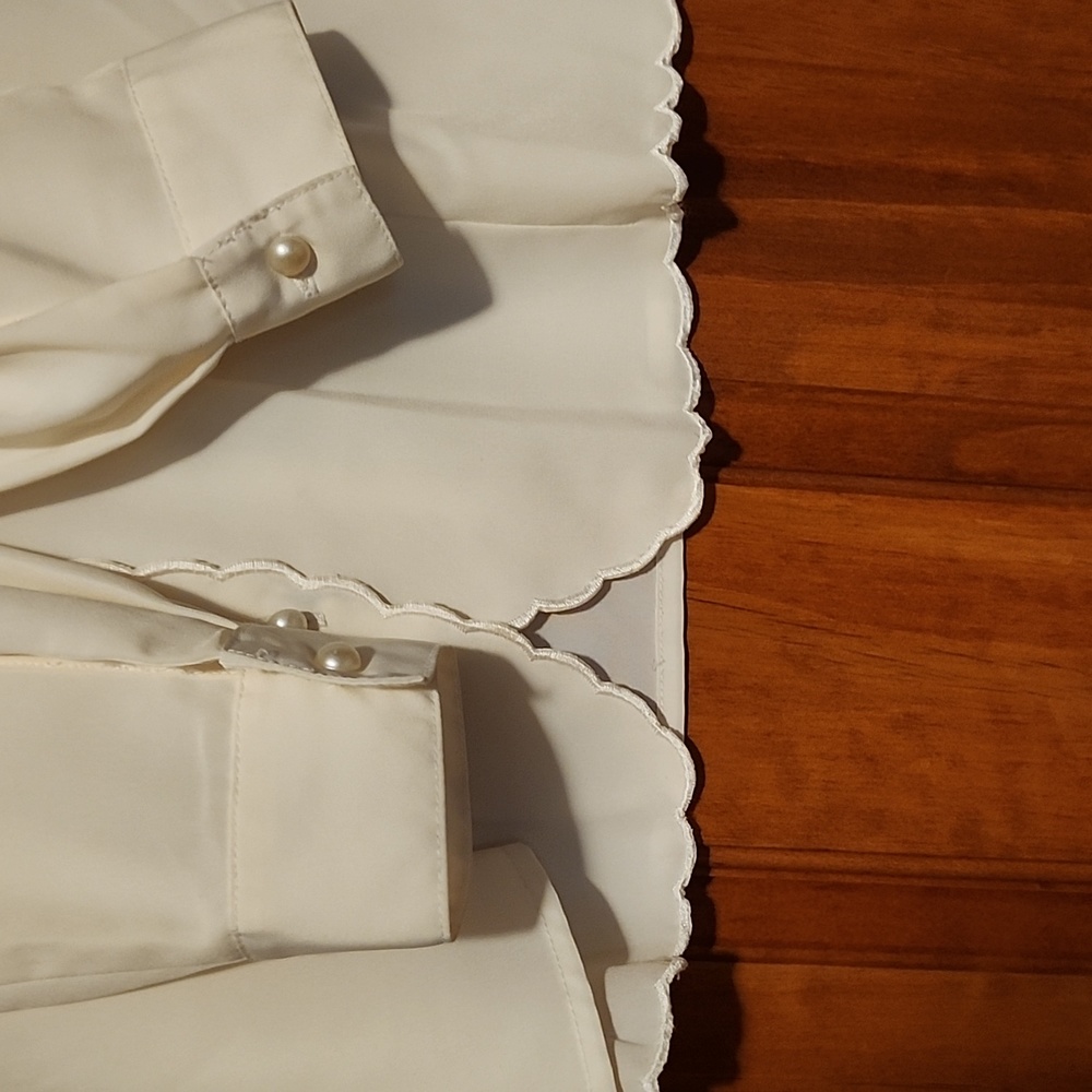 Christie & Jill Woman's Size 12 pearl button vintage blouse w silver embroidery - Picture 4 of 10